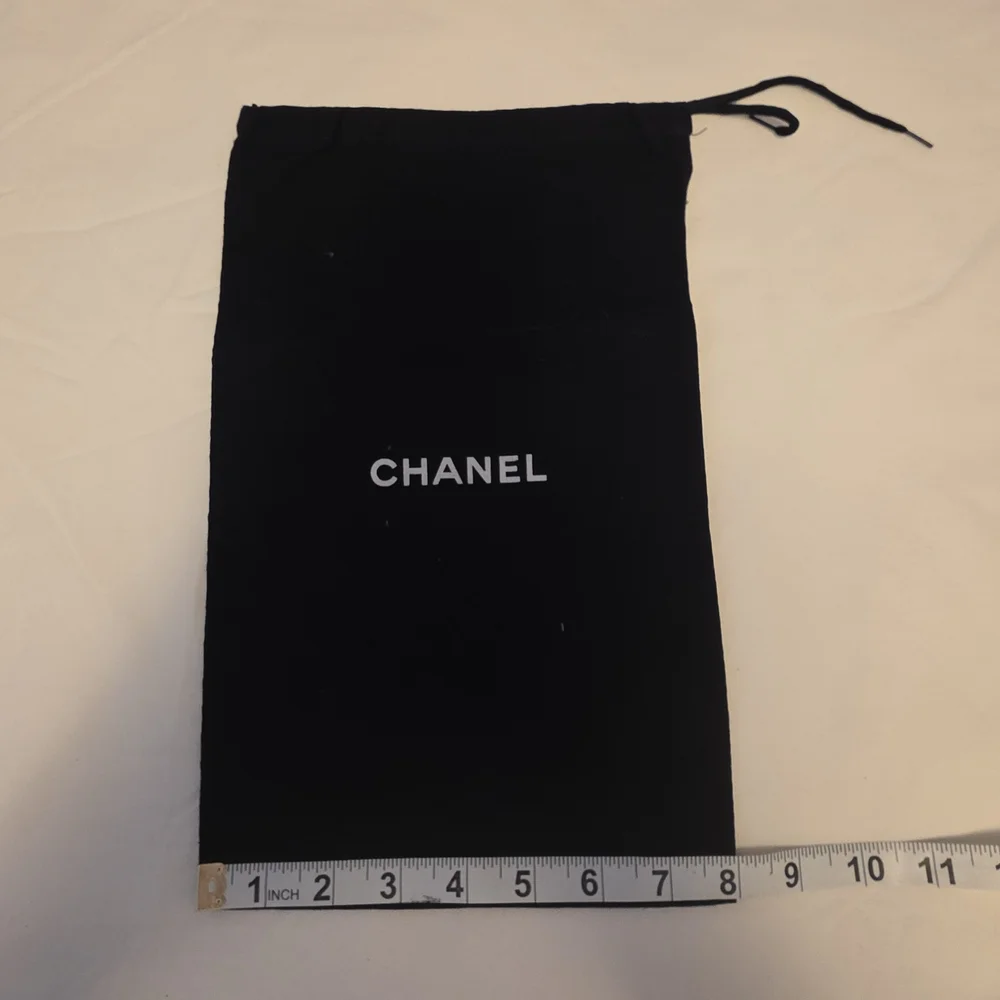 CHANEL Authentic Shoe Dust Bags – Set of 2 Black with White Logo 14x8